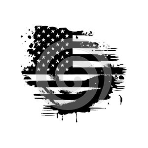 Black and white realistic abstract flag of America, country independence day, national traditions - Vector