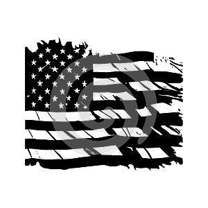 Black and white realistic abstract flag of America, country independence day, national traditions - Vector