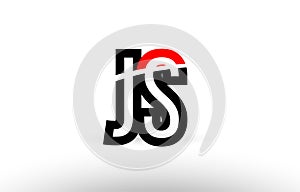 black white alphabet letter js j s logo icon design photo