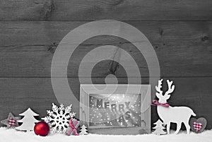 Black White Red Christmas Background Snow Frame Merry Xmas