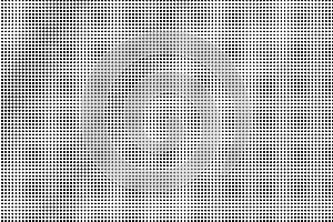Black on white regular halftone texture. Diagonal dotwork gradient. Dotted vector background