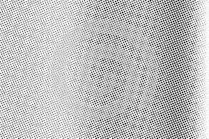 Black white regular halftone vector texture. Digital pop art background. Vertical dotwork gradient for vintage effect