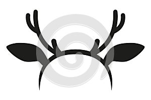 Black and white reindeer antler hat silhouette