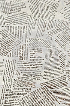 Black and white repeating torn newspaper background. Continuous pattern left, right, up and down