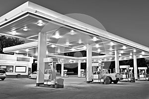 Black and White Retail Gasoline Station and Convenience Store