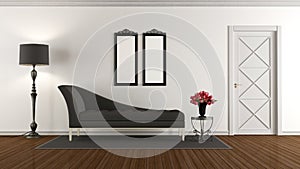 Black and white retro living room