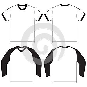 Black White Ringer T-Shirt Design Template photo