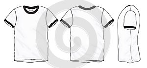 Black White Ringer T-Shirt Design Template photo