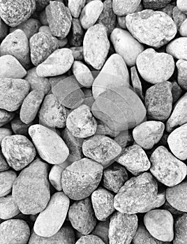 Black and white river stones.