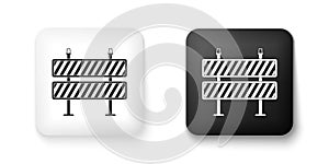 Black and white Road barrier icon isolated on white background. Restricted area which are in under construction
