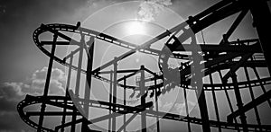 Black and white rollercoaster track