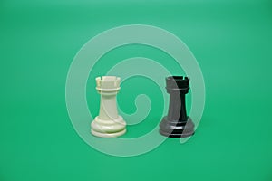 Black and white rook chess pieces