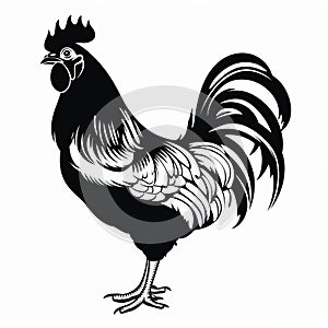 Black And White Rooster Graphic: Distinctive Character Design