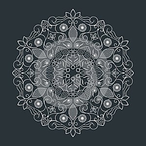 Black and white round floral element