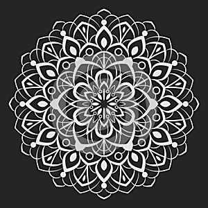 Black and white round floral element