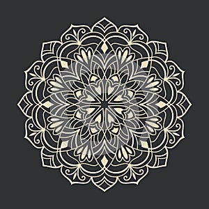 Black and white round floral element