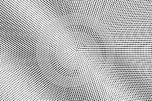 Black on white round halftone texture. Smooth dotwork gradient. Dotted vector background. Monochrome halftone overlay