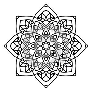 Black and white round symmetrical arabesque design. decorative mandala