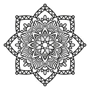 Black and white round symmetrical pattern. fancy decorative mandala