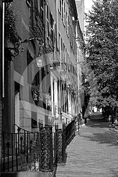 Black and White Row Houses Beacon Hill Boston photo