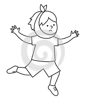 Black and white running boy with aching tooth and bandage. Ill kid patient vector illustration or coloring page. Mouth hygiene