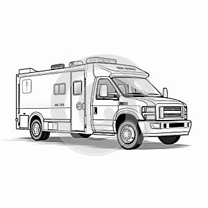 Black And White Rv Vehicle Illustrations With Medical Theme