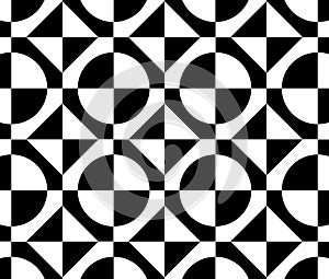 Black And White 1960s Style Two Tone Ska Mod Squares Circles Geometric Background Pattern