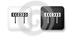 Black and white Safety barricade symbol icon isolated on white background. Traffic sign road. Road block sign. Square