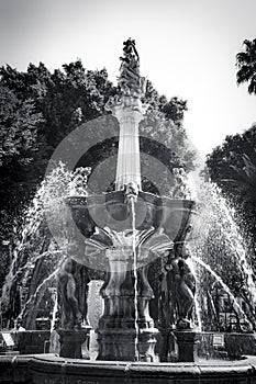 Black White San Miguel Arcangel Fountain Zocalo Park Puebla Mexico photo