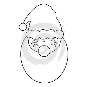 black and white santa claus cartoon character portrait christmas funny vector illustration for coloring art