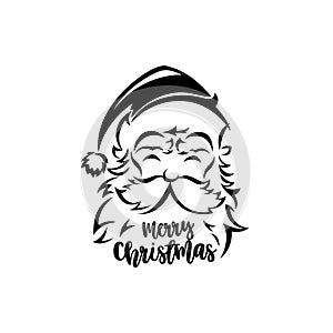 Black and white santa claus vector illustration