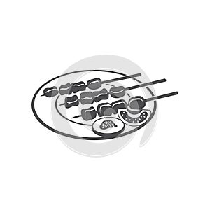 Black white satay illustration
