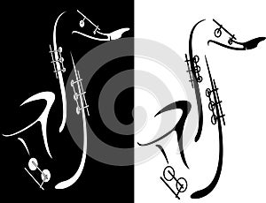 Black and white saxophone