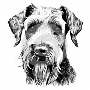 Black And White Schnauzer Face Drawing In 8k Resolution photo