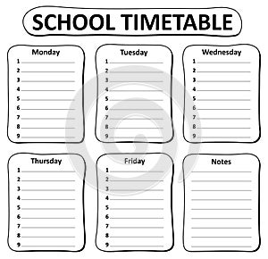 Black and white school timetable theme 1