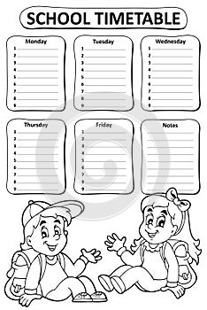 Black and white school timetable theme 4