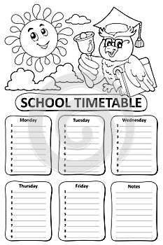 Black and white school timetable theme 8
