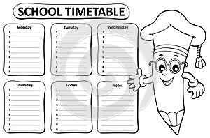 Black and white school timetable topic 1