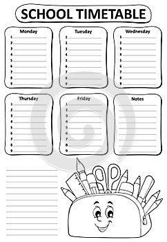 Black and white school timetable topic 2