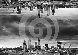 Black and white sci-fi futuristic fantasy image of upside down c photo