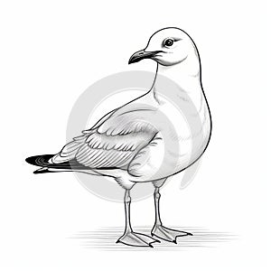 Black And White Seagull Vector Illustration With Heavy Shading