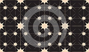 Black and White Seamless Abstract Pattern with Stars and Lines