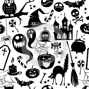 Black and white seamless background abstract pattern for hallowe