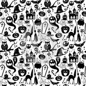 Black and white seamless background abstract pattern for hallowe