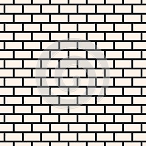 Black and white seamless brick wall pattern: vector geometric background