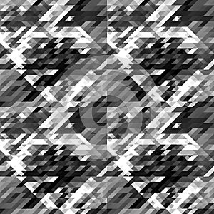 Black and white seamless futuristic geometric background. Vector