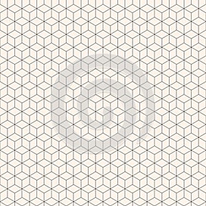Black and white seamless geometric vector pattern, hexagons and cubes grid
