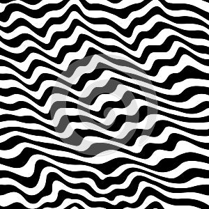 Black & white seamless pattern with abstract curved lines