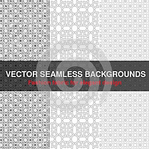 Black white seamless pattern background. Fashion fabric for elegant design. Abstract geometric frames. Stylish decorative label fo