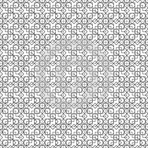 Black and white seamless pattern with circles and lines